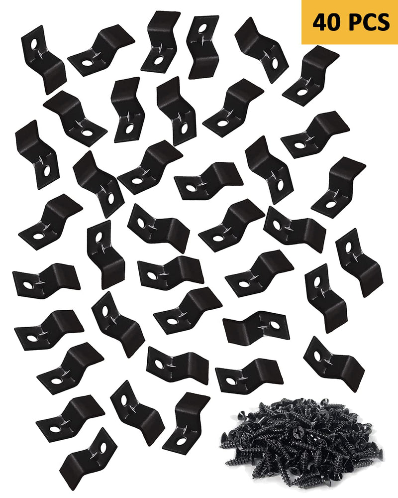 [Australia - AusPower] - Table Top Fasteners, Z Clips for Table Tops 40 Packs (Black) Black 