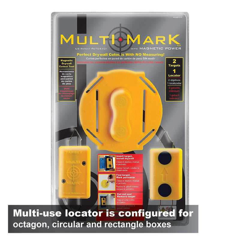 [Australia - AusPower] - Calculated Industries 8115 Multi Mark Drywall Cutout Locator Tool – Powerful Rare-Earth Magnetic Targets (2) and Locator Kit 
