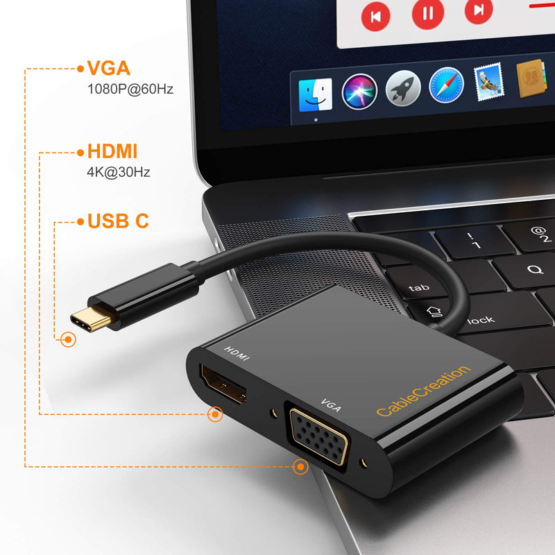[Australia - AusPower] - Bundle - 2 Items: USB C to HDMI VGA Adapter + USB C to DVI Adapter 1080P 