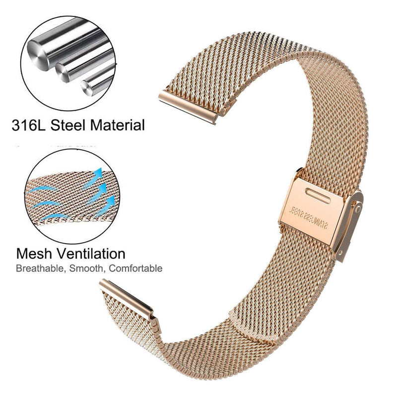[Australia - AusPower] - ViCRiOR Bands Compatible with 19mm ID205L Veryfitpro SmartWatch Stainless Steel + Mesh Strap Bracelet Replacement Band for ID205L, ID205G ID205 ID205U ID205S, Rose Gold 