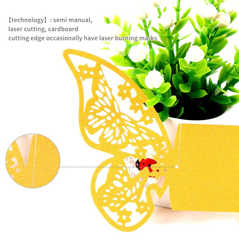 [Australia - AusPower] - Baimeixun 100pcs 3D Butterfly Paper Napkin Rings for Weddings Party Serviette Table Decoration (Gold) Gold 