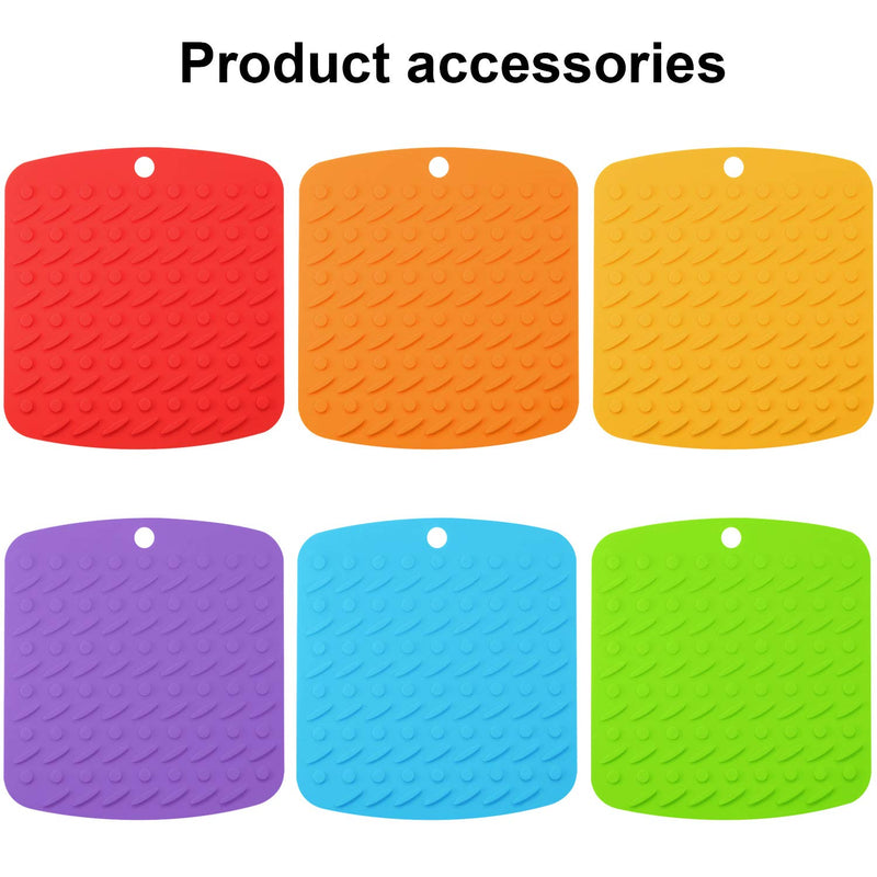 [Australia - AusPower] - 6 Pieces Silicone Pot Holders Mat, Hot Pots Pans Trivets, Non Slip Pot Holder for Kitchen Countertop Mats, Heat Resistant Table Placemats 