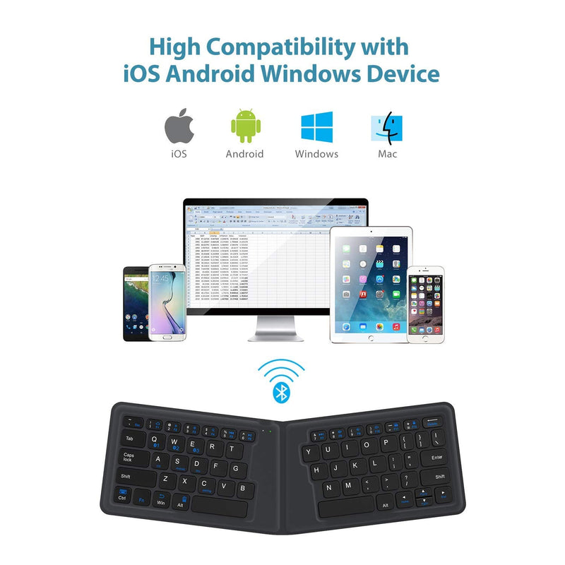 [Australia - AusPower] - iClever BK03 Bluetooth Keyboard, Bluetooth 5.1 Foldable Wireless Keyboard with Portable Pocket Size and iClever BK06 Bluetooth Keyboard - Multi-Device Portable Keyboard Bluetooth 5.1 for iOS, Android, 