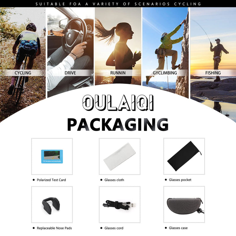 [Australia - AusPower] - OULAIQI Cycling Sunglasses Polarized Sunglasses for Cycling Men Women with 1 Lens or 3 Interchangeable Lens Baseball Glasses Black Grey-1 Polarized Lens 