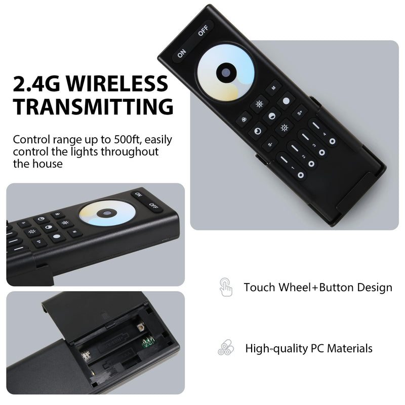 [Australia - AusPower] - XXK RC02RFB RF Remoter, 4-Zone 2.4G Handheld RF Remote Control Compatible with CCT LED Controller, 99ft Wireless Control 4 Channel Group Control for Home CCT LED Strip Lights 