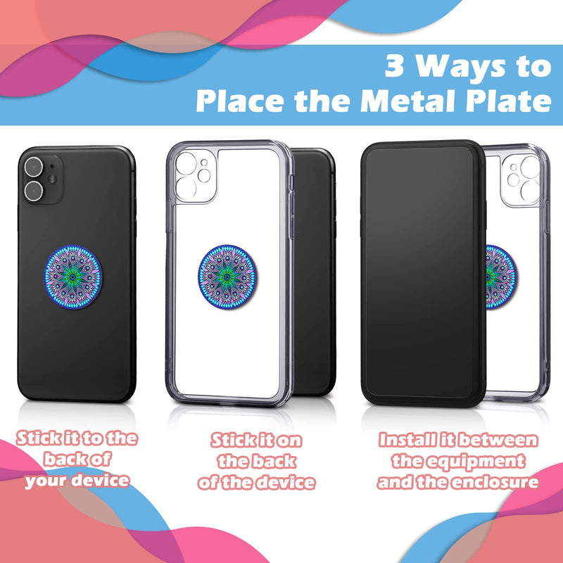 [Australia - AusPower] - 18 Pieces Phone Round Magnet Mount Metal Plate Sticker for Phone Magnet Car Magnet Holder Mount Universal Magnetic Phone Mount Plates Adhesive Metal Piece for Magnetic Phone Holder, Mandala Style 