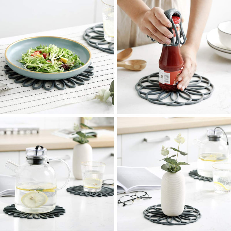 [Australia - AusPower] - Set of 3 Silicone Trivet Mat - Hot Pot Holder Hot Pads for Table & Countertop - Trivet for Hot Dishes - Non-Slip & Heat Resistant Modern Kitchen Hot Pads for Pots & Pans, Turquoise 