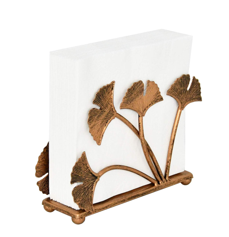 [Australia - AusPower] - OwlGift Modern Ginkgo Leaves Design Napkin Holder for Tables, Metal Paper Napkin Storage for Kitchen, Stylish Paper Towel Dispenser, Mail Letter Sorter Rack, Document File Organizer – Bronze 