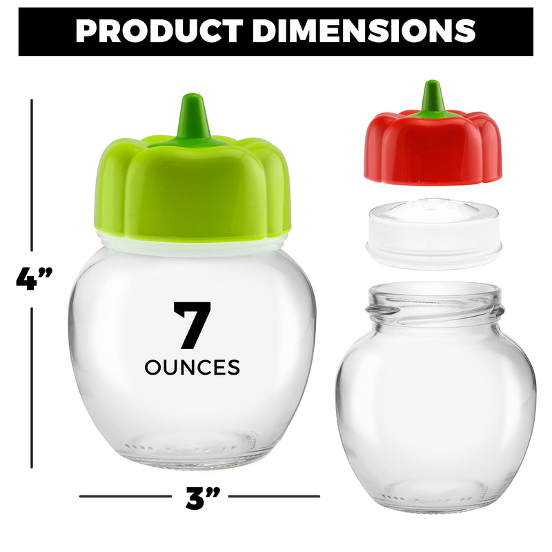 [Australia - AusPower] - Pepper Spice Shaker, Perforated Top For Parmesan And Mozzarella Cheese/Cinnamon Sugar/Seasoning Shaker - Cute Pepper Lid, Dishwasher Safe - 7oz - Set of 2 