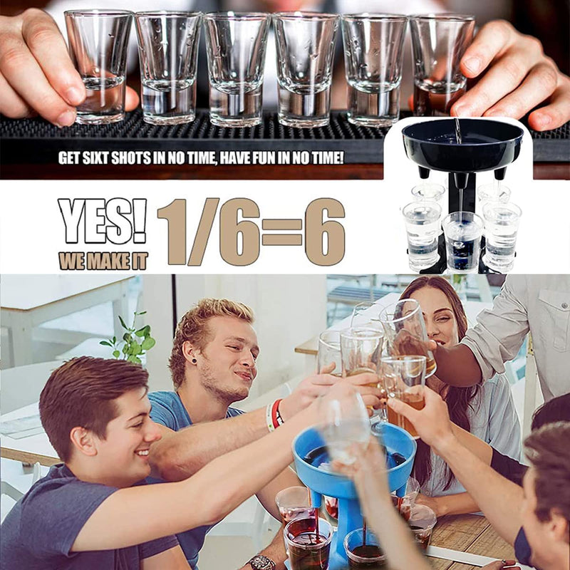 [Australia - AusPower] - EasttreeTech 6 Shot Glass Dispenser and Holder,Shot Buddy Dispenser for Filling Liquids,Liquor Beverage Dispenser Automatic Wine Dispenser,Bar Shot Dispenser Carrier Liquor Dispenser (Blue) Blue 