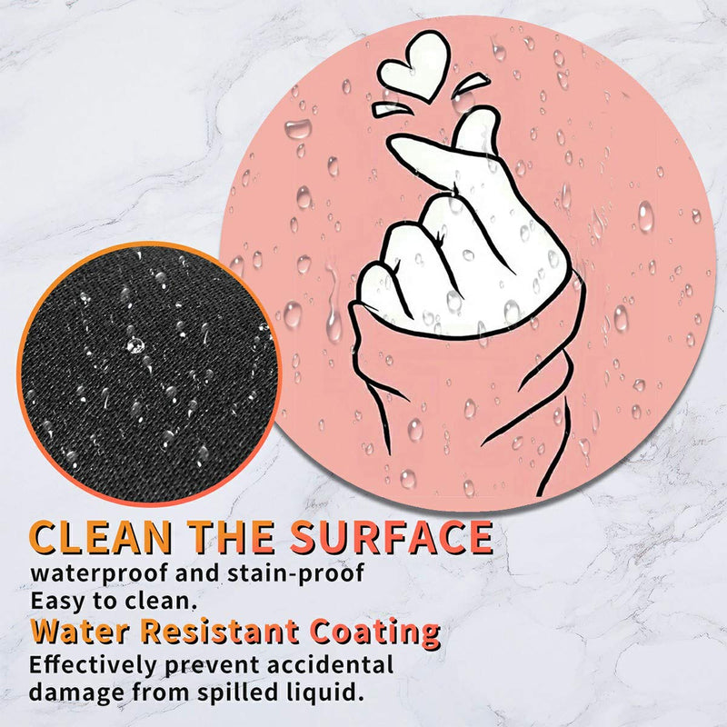 [Australia - AusPower] - Mouse Pad,Non-Slip Rubber Base Round Mousepad,Gaming Mouse Pads,Cute Desk Accessories Office Decor Size 7.9×7.9×0.07 inches - Finger Heart Pink 