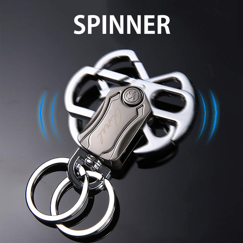 [Australia - AusPower] - QSEEL Keychain Holder Fingertip Gyro Key Chain Ring Double Rings Spinner Key Ring with Small Knife Bottle Opener Gift for Mother Father Brother Sister Class Mates 