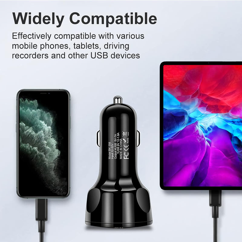 [Australia - AusPower] - USB car Charger, 35W/7A[QC3.0 3A-4USB Port] 1.8A 3 Ports Fast car Charger Adapter Mini Cigarette Lighter USB Mobile Phone Charger Fast Charging Compatible with iPhone 12 13 pro/Max/11/x/8 