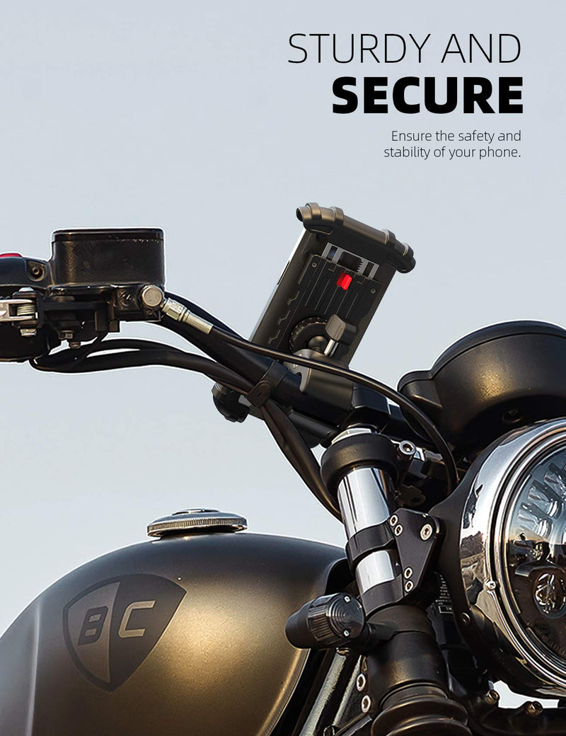 [Australia - AusPower] - Lamicall Bike Phone Holder Mount - Motorcycle Handlebar Phone Mount Clamp, One Hand Operation ATV Scooter Phone Clip for iPhone 12 / 11 Pro Max / X / XS, Galaxy S10 and 4.7"- 6.8" Cellphone - Black 