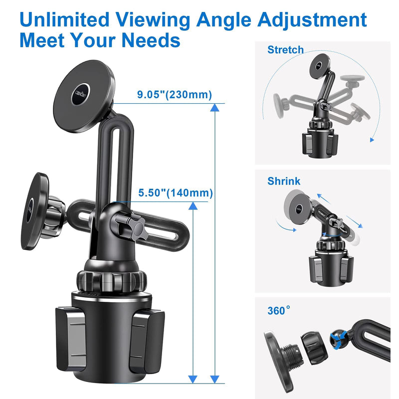 [Australia - AusPower] - Ciencimy Magnetic Cup Holder Phone Mount Compatible with Magsafe iPhone 13 12 Pro Max/Mini/All Phones, Upgraded Car Cup Holder Cradle [ Height Adjustable ] with 360° Rotation, Gifts for Men/Women 