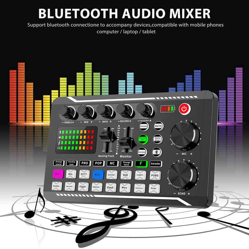 [Australia - AusPower] - Professional Audio Mixer, SINWE Live Sound Card and Audio Interface with DJ Mixer Effects and Voice Changer,Podcast Production Studio Equipment, Prefect for Streaming/Podcasting/Gaming F998 
