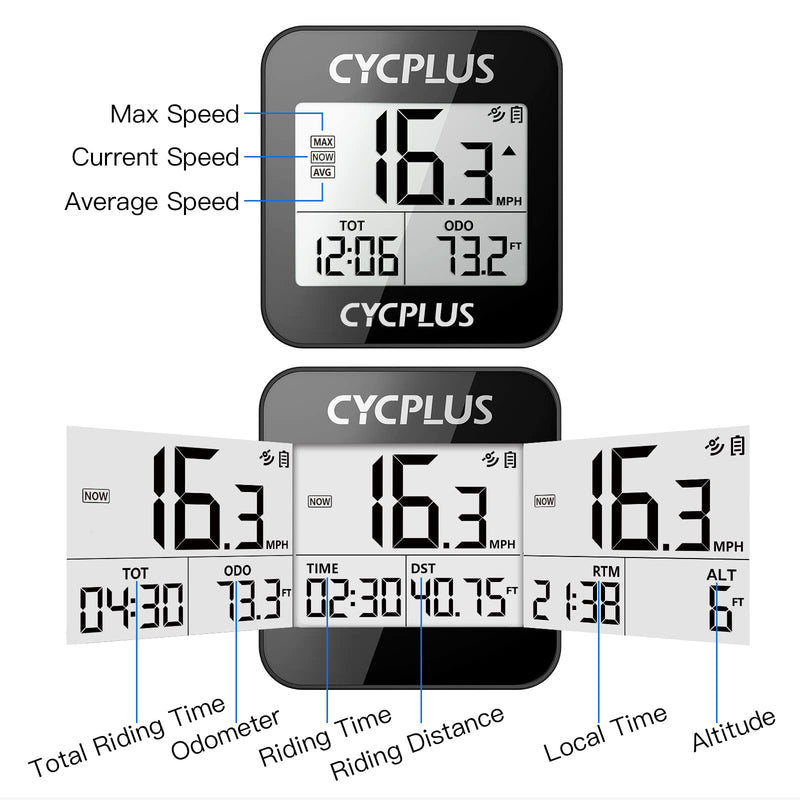 [Australia - AusPower] - CYCPLUS GPS Bike Computer, Wireless Cycling Computer with Automatic Backlight, Bicycle Speedometer Odometer with Waterproof and Lager Battery, Provide Professional Data Analysis 