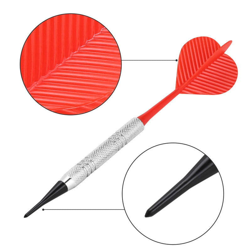 [Australia - AusPower] - Accmor 12 Pcs Soft Tip Darts, Bar Dart, Plastic Tip Darts Set, Attach Extra 100 Black 2BA Replacement Tips, Soft Tip Darts for Electronic/Plastic Dartboard 
