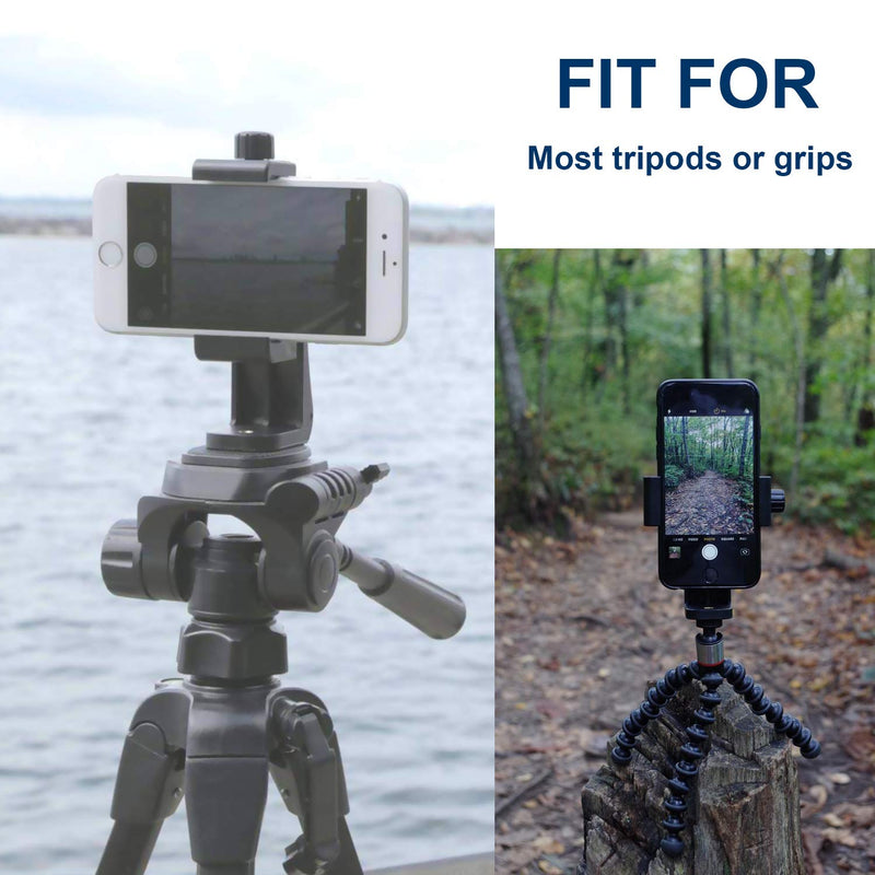 [Australia - AusPower] - Universal Smartphone Cell Phone Mount Holder Adapter for Tripods or Stands with Standard 1/4 Inch Mount Screw, can Rotates Vertically and Horizontally 