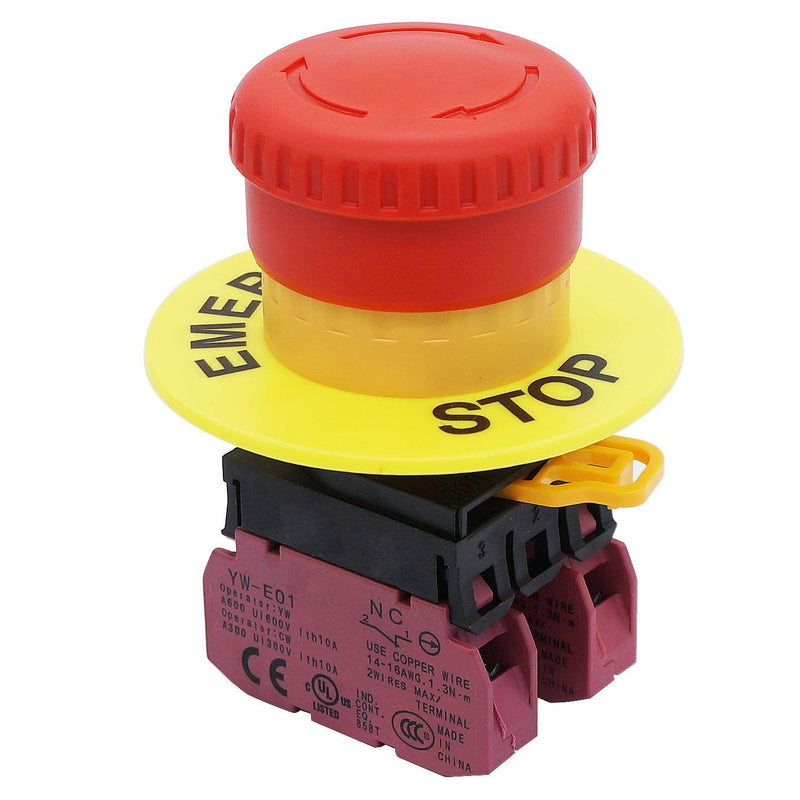 [Australia - AusPower] - TWTADE / 22mm 2 NC Red Sign Mushroom Emergency Stop Push Button Switch Station 10A 600V Stop Switch Box (Warranty 3 Years) YW1B-V4E02R-BOX 