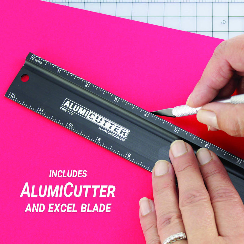 [Australia - AusPower] - Alumicolor AlumiCutter Aluminum Straight Edge w/Blade for Office, School, Engineering and Framing, 24IN, Green 