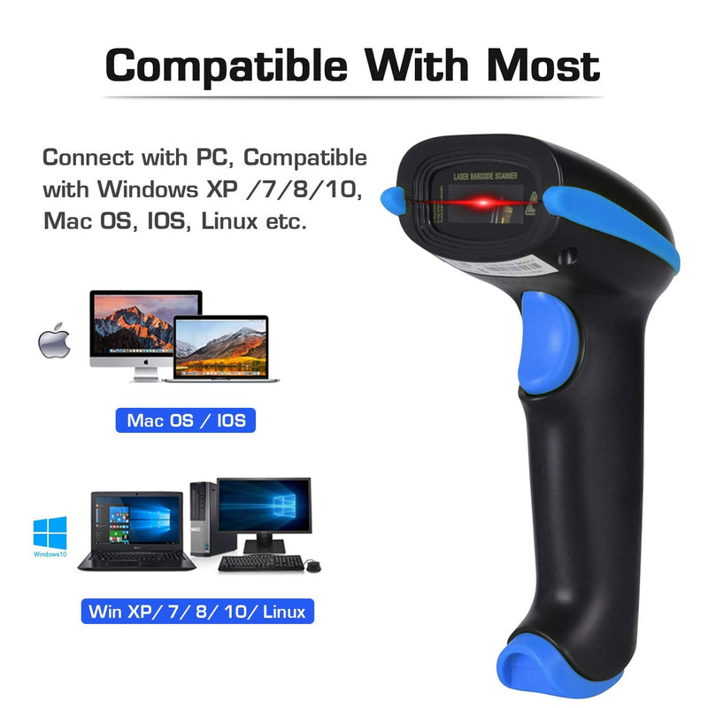 [Australia - AusPower] - WoneNice Barcode Scanner Wireless 2-in-1 (2.4Ghz Wireless+USB 2.0 Wired) Handheld Bar Code Scanner Reader with USB Receiver for Store, Supermarket, Warehouse 