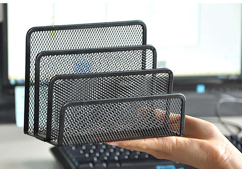 [Australia - AusPower] - VANRA Small Letter Sorter Desktop File Holder Organizer Metal Mesh with 3 Vertical Upright Compartments (Black) Black 
