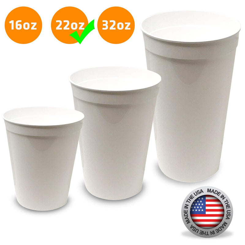 [Australia - AusPower] - CSBD Stadium 22 oz. Plastic Cups, 10 Pack, Blank Reusable Drink Tumblers for Parties, Events, Marketing, Weddings, DIY Projects or BBQ Picnics, No BPA (Black) 22 Fluid Ounces Black 