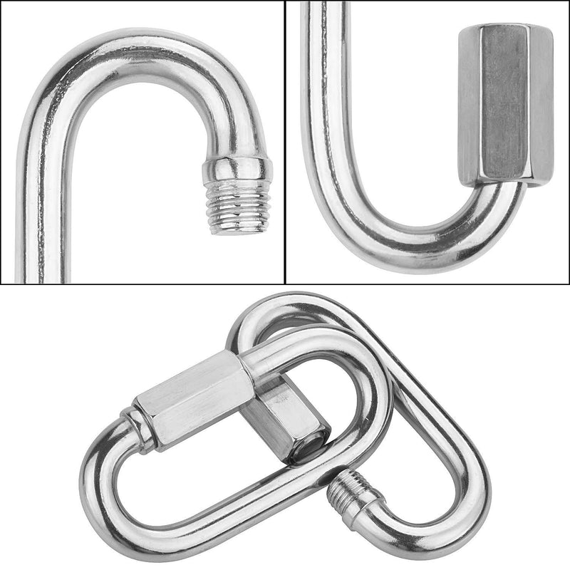 [Australia - AusPower] - 10mm Quick Link Oval Carabiner 4pcs M10 Stainless Steel Quick Links Chain Connector Heavy Duty Locking Carabiner for Outdoor Activities (Hooking Trailer, Swing Set) and Indoor Equipment M10-4pcs 