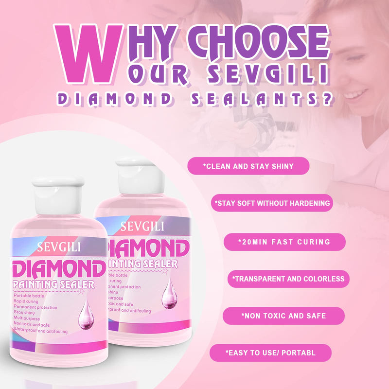 [Australia - AusPower] - sevgili Diamond Painting Sealer Kits 240ML with Brushes, Diamond Art Sealer Puzzle Glue Diamond Painting Accessories and Tools,Diamond Painting Kits for Adults (8OZ) 8OZ 