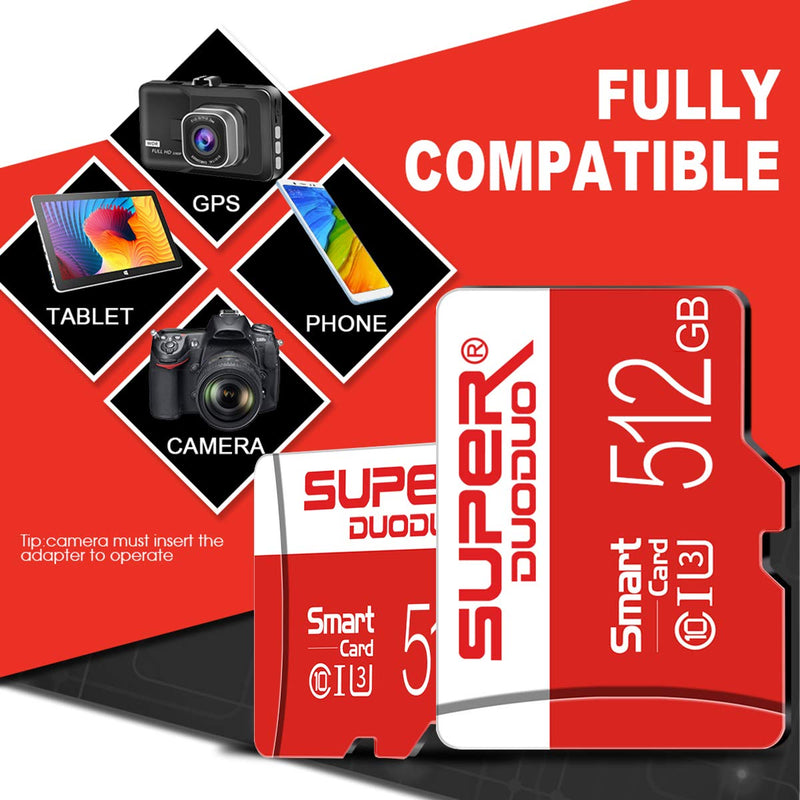 [Australia - AusPower] - 512GB Micro SD Card Class10 512GB Memory Card with SD Card Adapter Micro Memory SD Card HB--512GB 