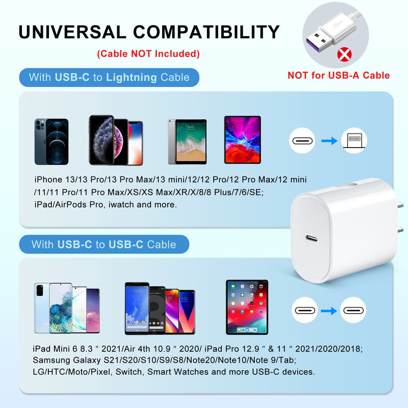 [Australia - AusPower] - USB-C Charger, Agtray 3 Pack 20W USB C Fast Charger Power Adapter Type C Block Wall Plug Fast Charging Compatible with iPhone 13/13 Pro/13 Pro Max/13 mini/12/11/iPad, iwatch, Galaxy S21/S20/Note 20 