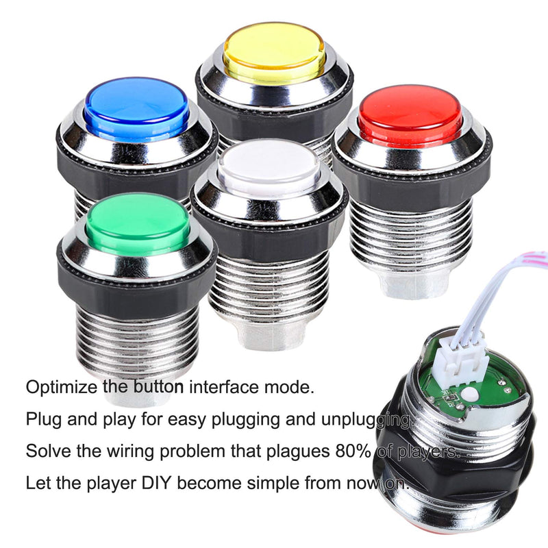 [Australia - AusPower] - EG STARTS Arcade DIY Kit USB Encoder To PC Joystick + 8 Ways 5 Pin Stick + Chrome Plated LED Illuminated Push Button 1 Player & Coin Buttons For Arcade Mame Raspberry Pi 2 3 3B Games 