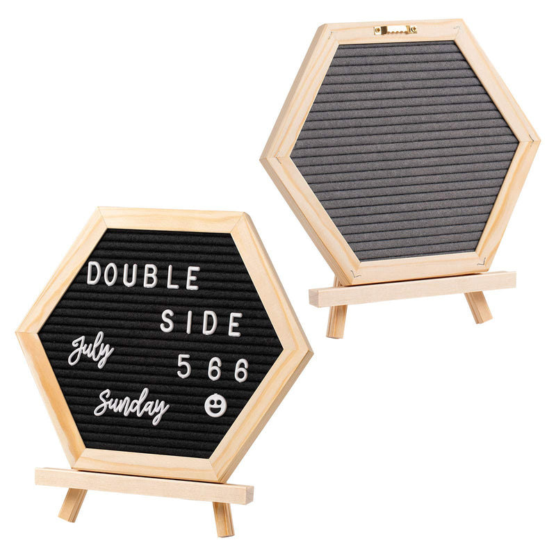[Australia - AusPower] - Whaline Double Sided Felt Letter Board Kit with 510 Letters Month Wooden Stand Felt Bag Felt Letter Board Hexagon Felt Letter Board for Home Baby Nursery School Classroom Teaching Tool Office 