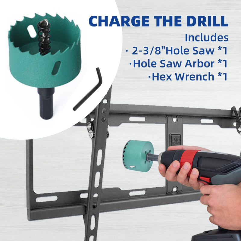 [Australia - AusPower] - TV Wire Hider Kit for Wall Mount TV, White in Wall Cable Management Kit, Includes 2 Pass Throughs and Hole Saw Drill Attachment for Easy Install 