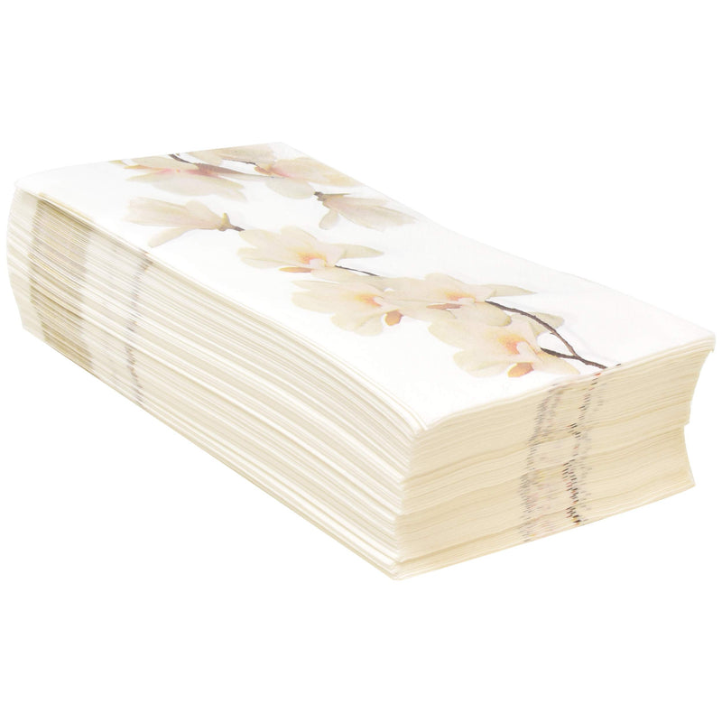 [Australia - AusPower] - 100 Floral White Magnolia Blossom Guest Napkins 3 Ply Disposable Paper Spring Flowers Dinner Hand Napkin for Bathroom Wedding Holiday Anniversary Birthday Party Bridal & Baby Shower Decorative Towels 