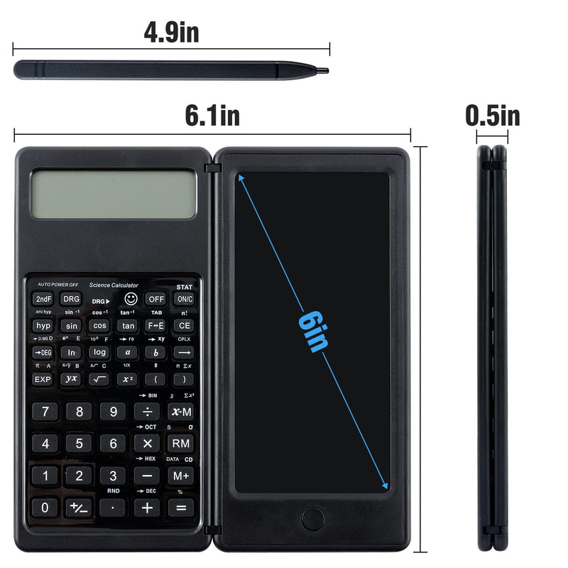 [Australia - AusPower] - Upgraded Scientific Calculator with 6" LCD Writing Tablet- 10-Digit Engineering Calculator Foldable Scientific Function Calculator Electronic Handwriting Calculator for College High School Office 