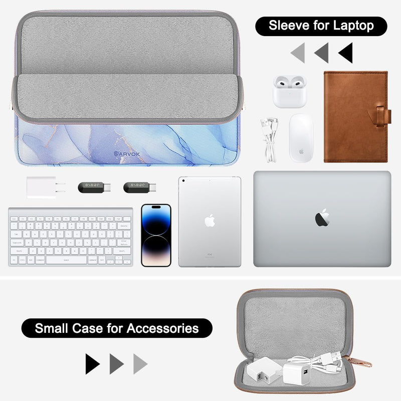 [Australia - AusPower] - ARVOK 15 15.6 16 inch Laptop Sleeve for MacBook Pro 15 inch/MacBook Pro 16 inch Water-Resistant Laptop Case Notebook Computer/Tablet Pouch Cover for HP/Dell/Lenovo/Asus/Acer/Samsung with Extra Bag 15-15.6 inch Blue Ink Painting 