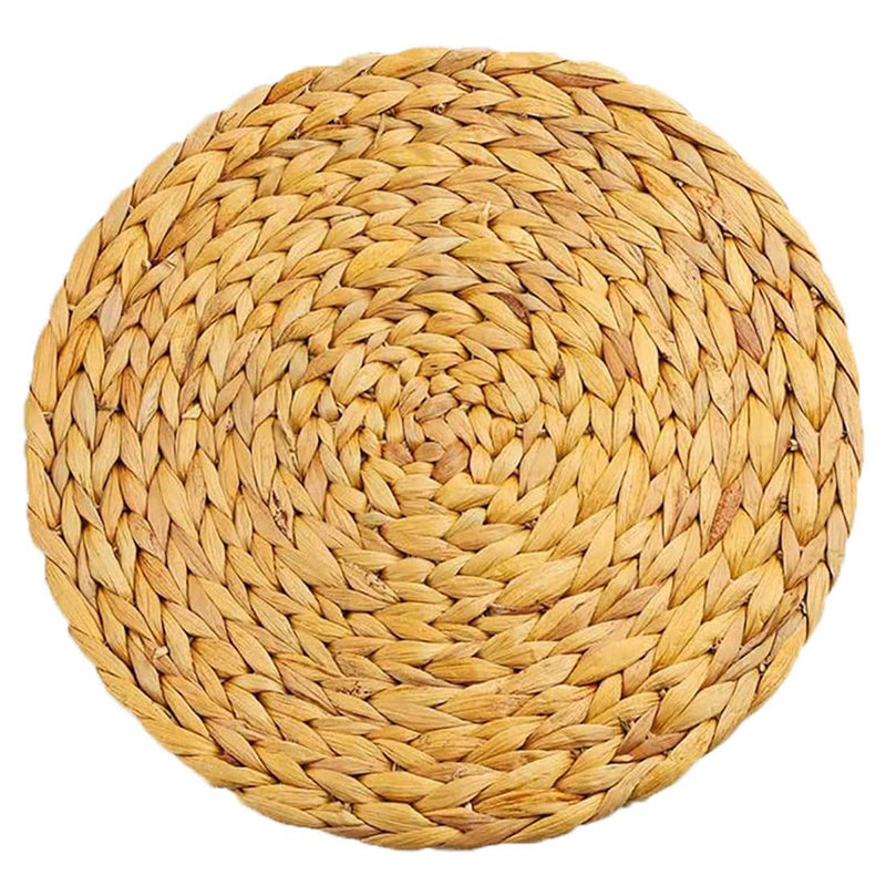 [Australia - AusPower] - Set of 2 Woven Placemats for Dining Table, Natural Water Hyacinth Weave Placemat Set Round Braided Rattan Tablemats Insulation Pads for Cooking and Baking (2, 11.8 Inch) 