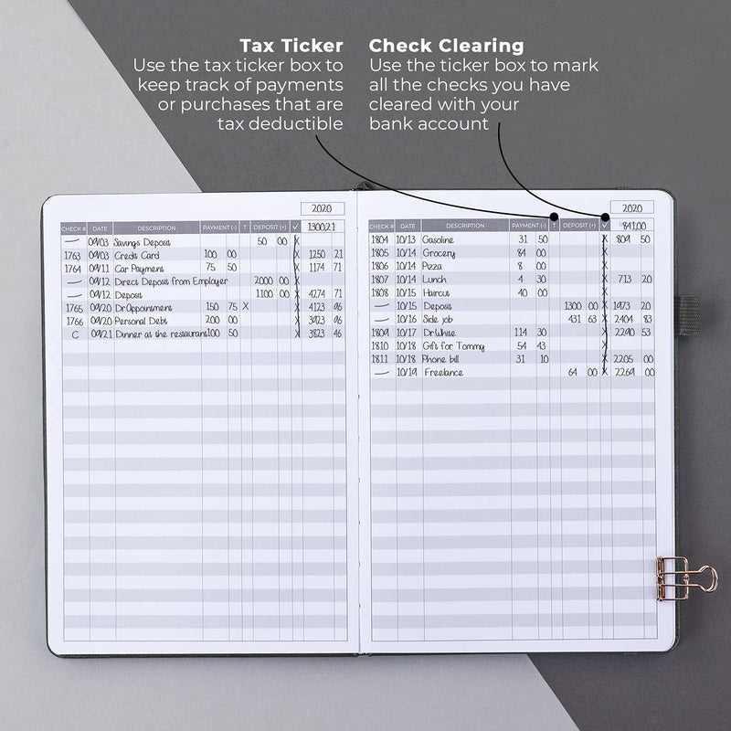 [Australia - AusPower] - Clever Fox Check Register – Deluxe Checkbook Log with Check & Transaction Registers, Bank Account Register Booklets for Personal and Work Use, A5 Hardcover - Mystic Grey A5 (5.8'' x 8.3'') 