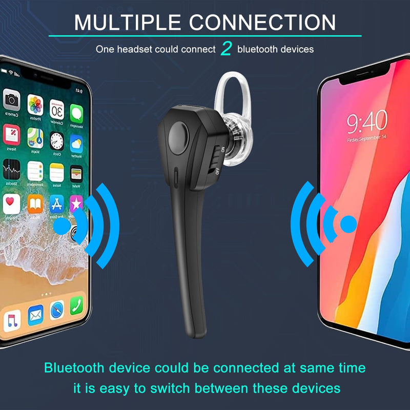 [Australia - AusPower] - OPINAY Bluetooth Headset,Wireless Ultralight V5.1 Bluetooth Earpiece,CVC8.0 HD Hands-Free Earphones with Built-in Mic,60Hrs Playtime with 500mAh Charging Case for Business/Office/Driving/Workout Black 