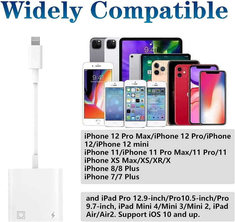 [Australia - AusPower] - 【Apple MFi Certified】 Lightning to Ethernet Adapter, 2 in 1 Rj45 Ethernet LAN Network Adapter, iPhone Ethernet Cable with Charge Port Compatible with iPhone/iPad/iPod Supports 100Mbps,Plug and Play 
