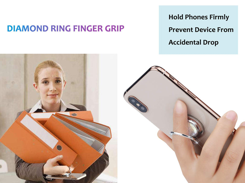 [Australia - AusPower] - lenoup Glitter Bling Bling Phone Ring Holder,Sparkle Phone Ring Artificial Diamond Stand,Rhinestone Cell Phone Finger Ring for Phones,Pad(Silver) Silver 