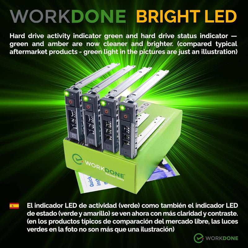 [Australia - AusPower] - WORKDONE 4-Pack - 3.5 inch Hard Drive Caddy - Compatible for Dell PowerEdge Servers - with Detailed Installation Manual - Sled Front Sticker Labels - Screwdriver- Added Tray Screws 