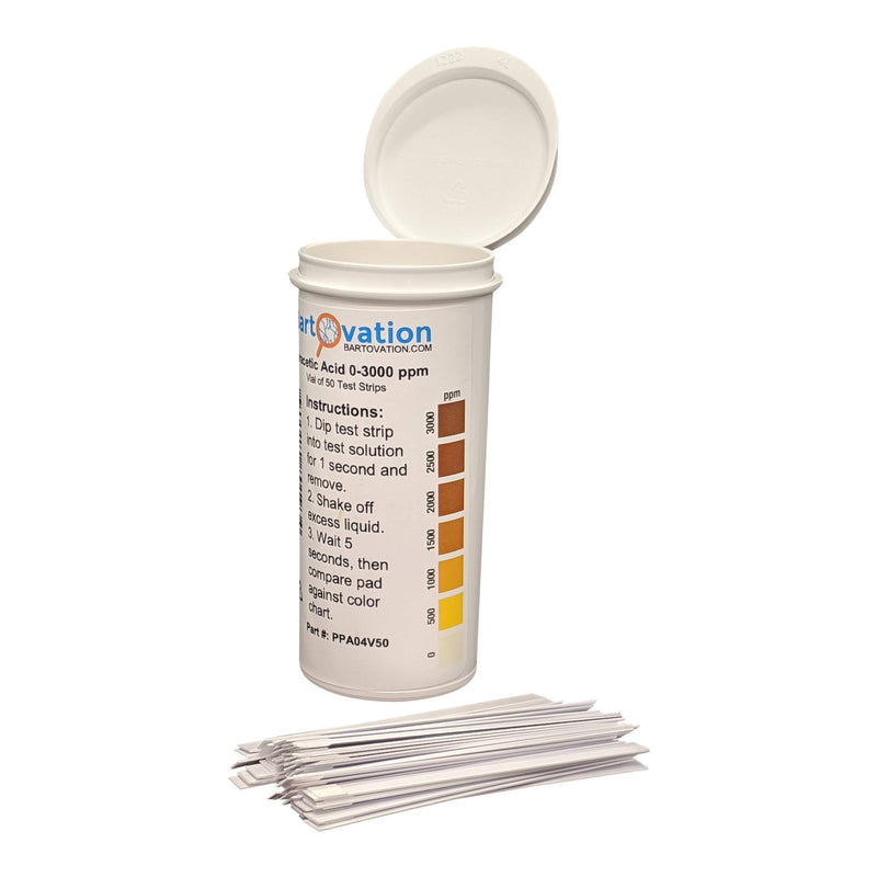 [Australia - AusPower] - Peracetic Acid Test Strips, Extra High-Level, 0-3000 ppm [Vial of 50 Strips] 