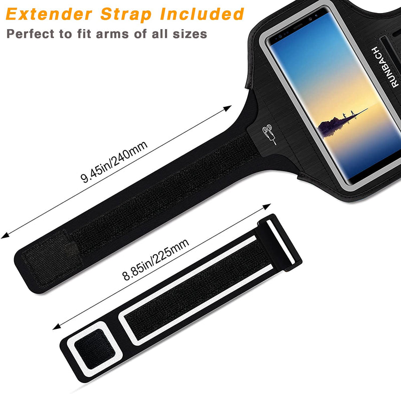 [Australia - AusPower] - RUNBACH Galaxy Note 20/10+/9/8 Armband,Sweatproof Running Exercise Bag with Key Holder and Card Slot for Galaxy Note 20/10+/9/8(Black) Black 