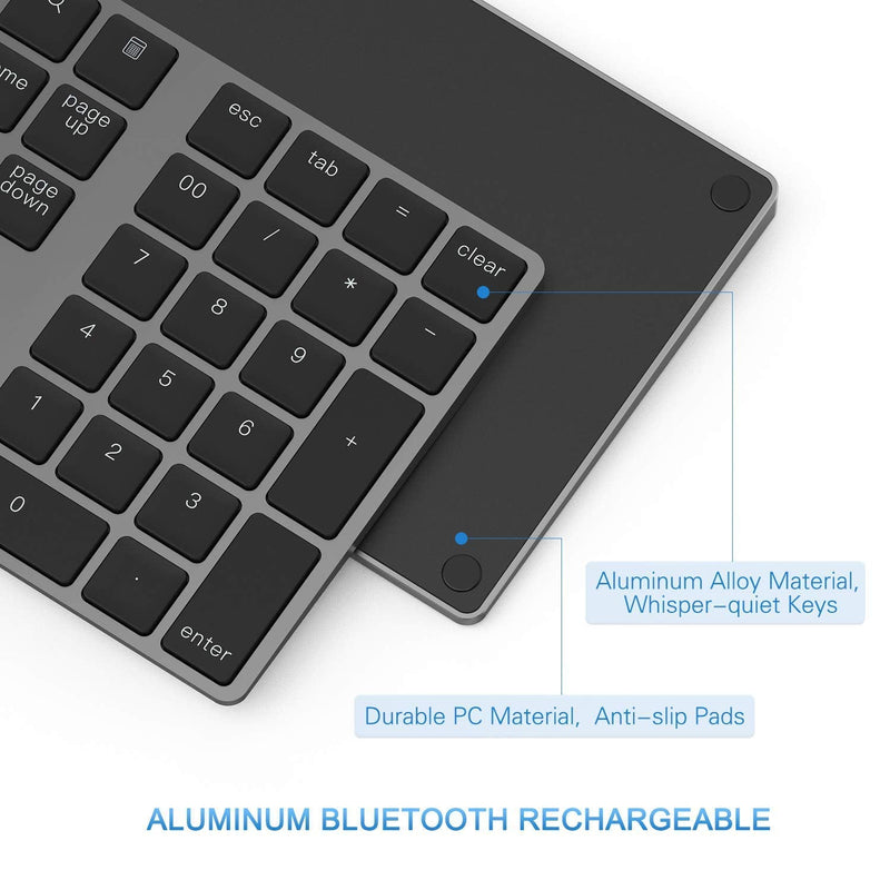 [Australia - AusPower] - Bluetooth Number Pad, Lekvey Aluminum Rechargeable Wireless Numeric Keypad Slim 34-Keys External Numpad Keyboard Data Entry Compatible for Macbook, MacBook Air/Pro, iMac Windows Laptop Surface Pro etc Bluetooth - Black 