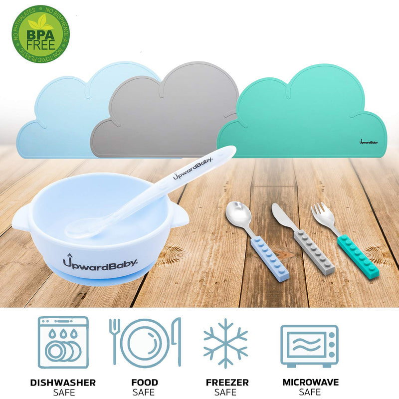 [Australia - AusPower] - Led Weaning Silicone Baby Spoons - Chewable Utensils Set for Toddlers - UpwardBaby 3 Baby Self Feeding Spoons for Stage 1-6mos+ Anti Choke Barrier BPA Free 