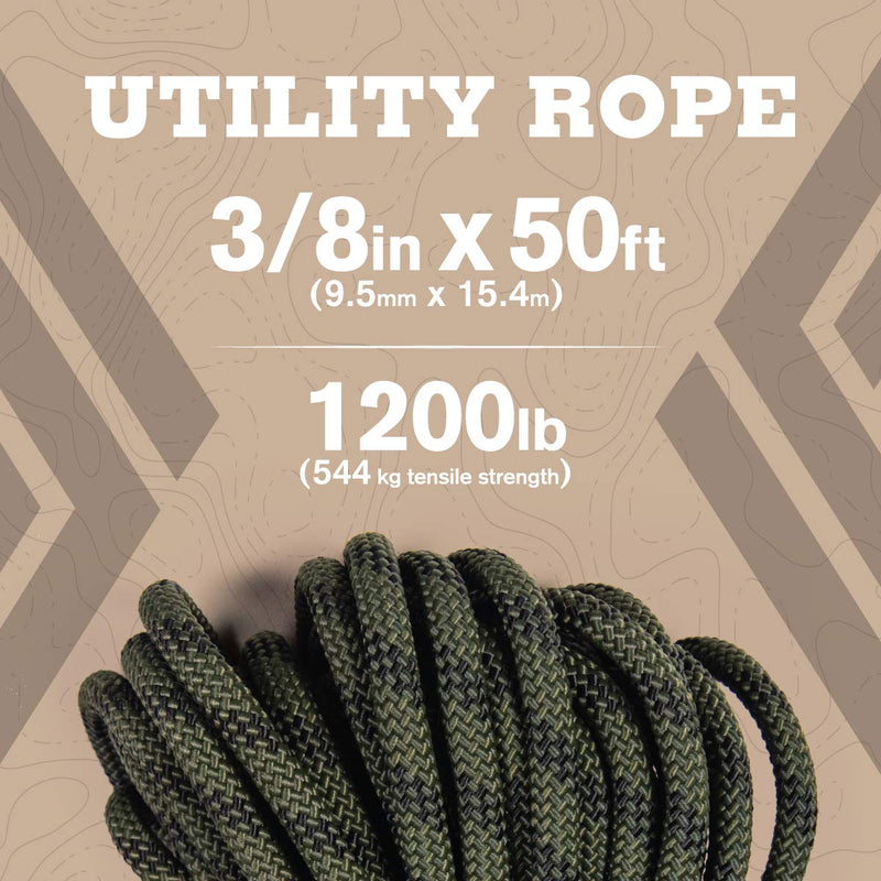 [Australia - AusPower] - Atwood Rope MFG 3/8” inch 50ft Braided Utility Rope. Camouflage, 50ft Made in USA, Lightweight Strong Versatile Rope for Camping, Survival, DIY, Knot Tying 