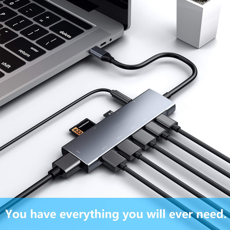 [Australia - AusPower] - USB C HUB for iPad Pro 9-in-1 Adapter iPad Pro 2021 2020 12.9 11 inch iPad Air 5 4 Docking Station with 4K HDMI, USB-C PD, SD/TF Card Reader, USB 3.0, 3.5mm Headphone Jack, Type C Data, iPad Mini 6 